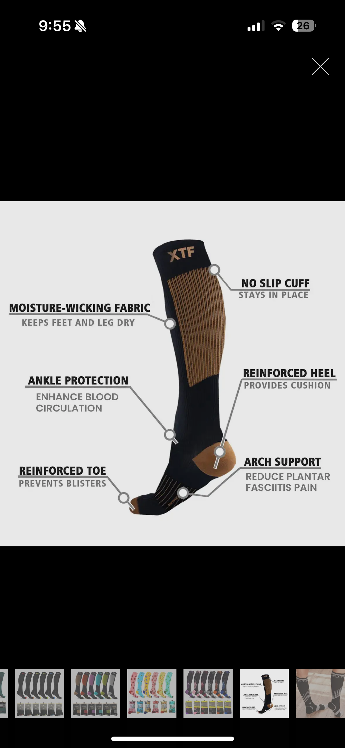 6 Pares de Calcetines Altos de Compresión (6 Pairs of Knee High Compression Socks)