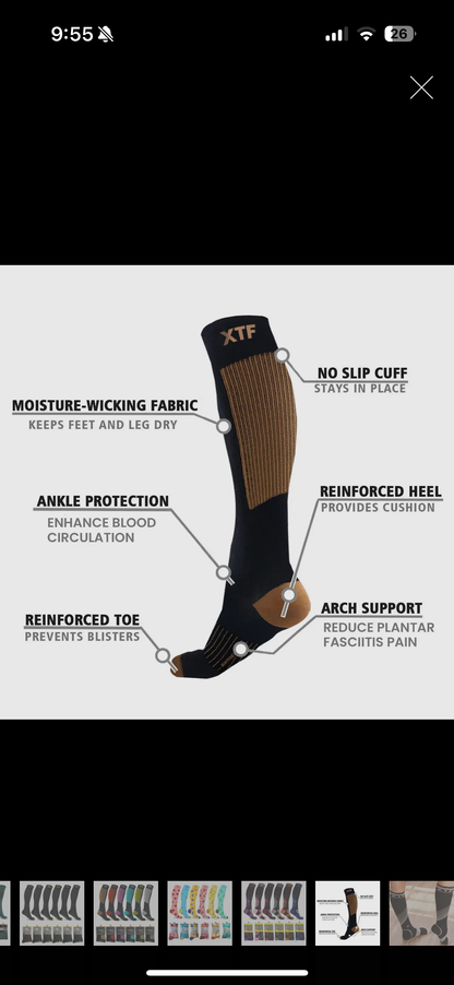 6 Pares de Calcetines Altos de Compresión (6 Pairs of Knee High Compression Socks)
